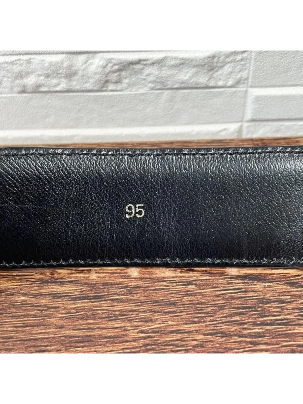 Celine Leather Triomphe Logo Buckle Belt Black